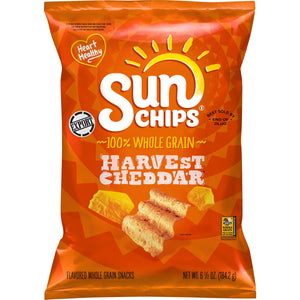 Sunchips Harvest Cheddar 100% Whole Grain Snacks 6.5 OZ( 184.2g) - Export (Near Expiry)