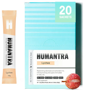 Humantra Lychee Electrolyte Hydration Pack – Zero Sugar, 20 Servings, 80g