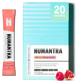 Humantra Berry Pomegranate Electrolyte Hydration Pack – Zero Sugar, 20 Servings, 72g