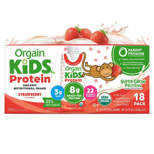 Orgain Kids 8g Protein Organic Nutrition Shake, Strawberry 237ml (18 pk)