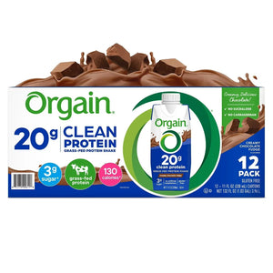 Orgain 20g Clean Protein Grass Fed Shake, Creamy Chocolate Fudge 330ml (12 pk)