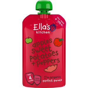 Ella's Kitchen organic red peppers sweet potatoes + apples 120g, Expiry date: 1-May-26