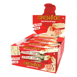 Grenade White Chocolate Salted Peanut - High Protein Bar - Low Sugar (60gm x 12) Box