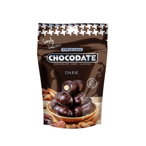 Chocodate Dark | Exquisite Bite Sized Delicacy | Handmade Treat - Rich Silky Chocolate - Velvety Arabian Date - Golden Roasted Almond - Perfect Snacking