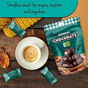 Chocodate No Sugar Added Rich Silky Chocolate, Roasted Almonds, Velvety Arabian Dates, Low Calories, No GMO, Gluten Free Chocolate, Perfect Snacking - 230gm