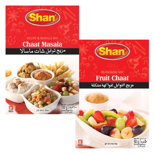 Shan Chana Chaat Seasoning Mix 50gm(Twin Pack) + 1 Shan Fruit Chaat Seasoning Mix 50gm