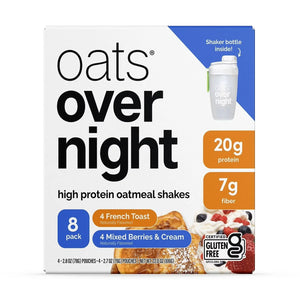 Oats Overnight High Protein Oatmeal Shakes Variety Pack, 20g Protein – 8 Pack (Includes Shaker Bottle)