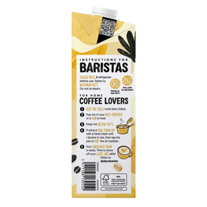 Plant-based milk carton for baristas with usage instructions, UAE iPlantBased store product.