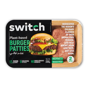 Switch Vegan Burger Patties , 100% Plant-Based, GMO-Free, Cholesterol-Free, Soy-Free, Gluten-Free Halal