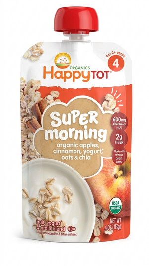 HappyTOT Organics Super Morning Apples, Cinnamon, Yogurt, Oats & Chia Pouch 113g