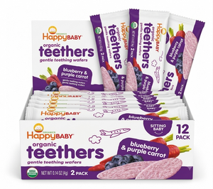 HappyBABY Organic Teethers 4g, Blueberry & Purple Carrot - Pack of 12