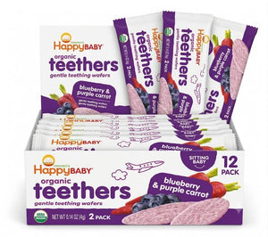 HappyBABY Organic Teethers 4g, Blueberry & Purple Carrot - Pack of 12