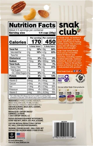 Snak Club Roasted Salted Mixed Nuts 78g