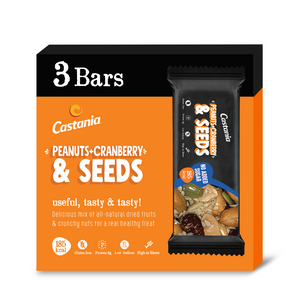 Castania Peanuts, Cranberry & Seeds, No Sugar Added Healthy Bar 38G(3 Bars) (Tripack) Promo