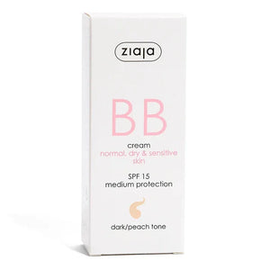 BB Cream Normal, Dry & Sensitive Skin, SPF15 Medium Protection Dark/Peach Tone (Ziaja) - Image 2