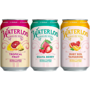 Waterloo Sparkling Water Variety Pack 355ml (TROPICAL-GUAVA-RUBY) 24 pk