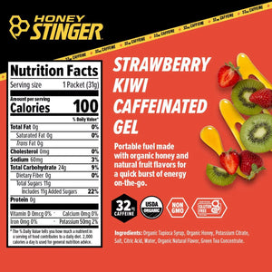 Honey Stinger Organic Energy Gel, Strawberry Kiwi, Caffeine Free Healthy Snack 31g