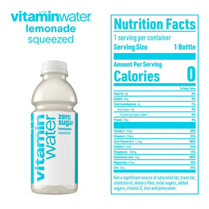 Vitaminwater Zero Sugar Squeezed Lemonade Flavored Water Beverage Bottle 500ml