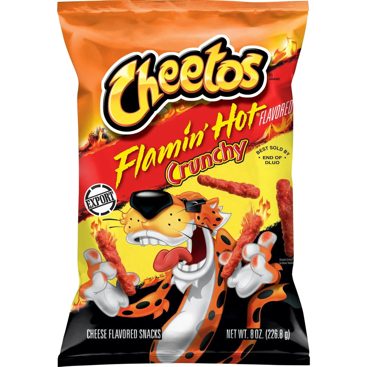 Cheetos Crunchy Flaming Hot Cheese Flavored Snack, Made with Real Cheese - 8 OZ