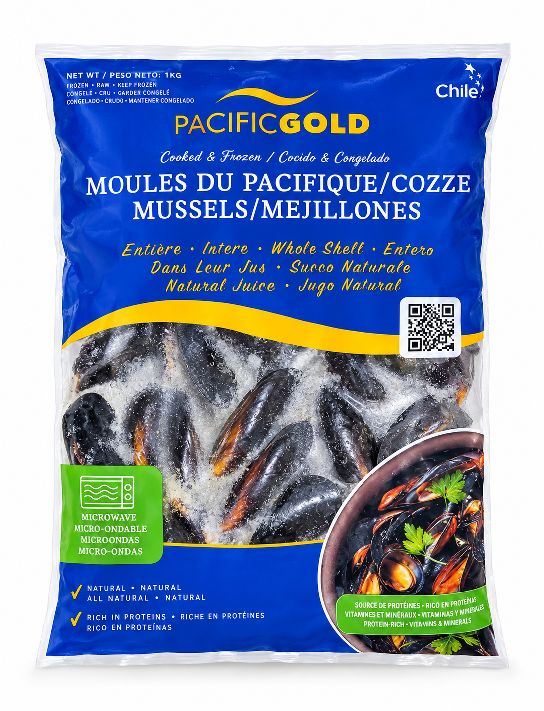 Frozen Cooked Whole Shell Mussel