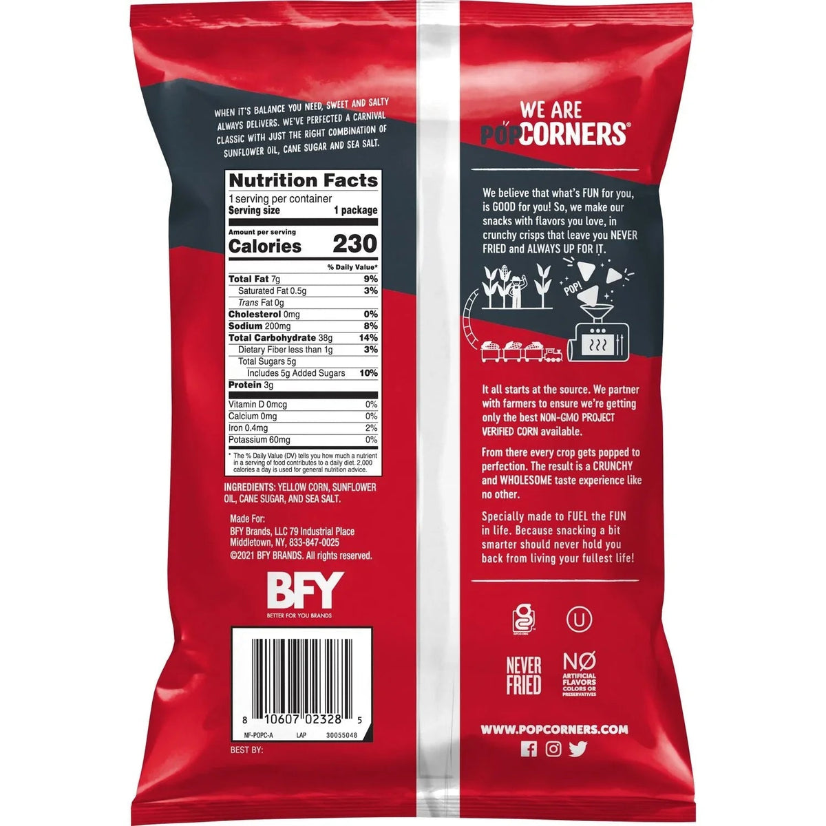 Popcorners Sweet & Salty Kettle Corn Snack, Never Fried, Non GMO - 7 OZ