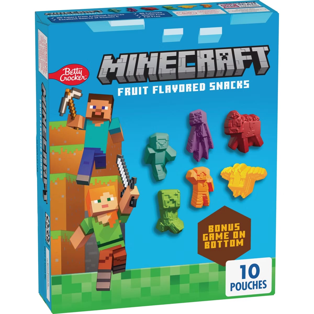 Betty Crocker Minecraft Fruit Flavored Kids Snacks, Fat Free and Gluten Free Snack, 8 oz