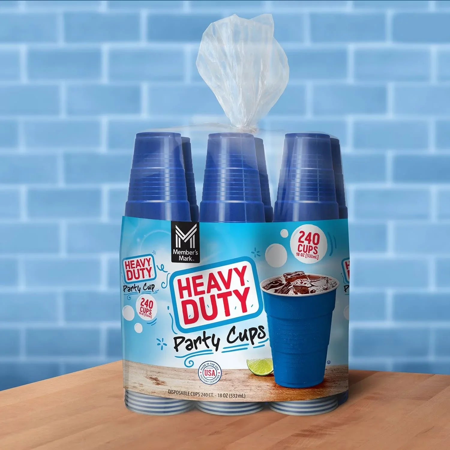 Heavy - Duty Blue Plastic Cups 532ml, 240 cups
