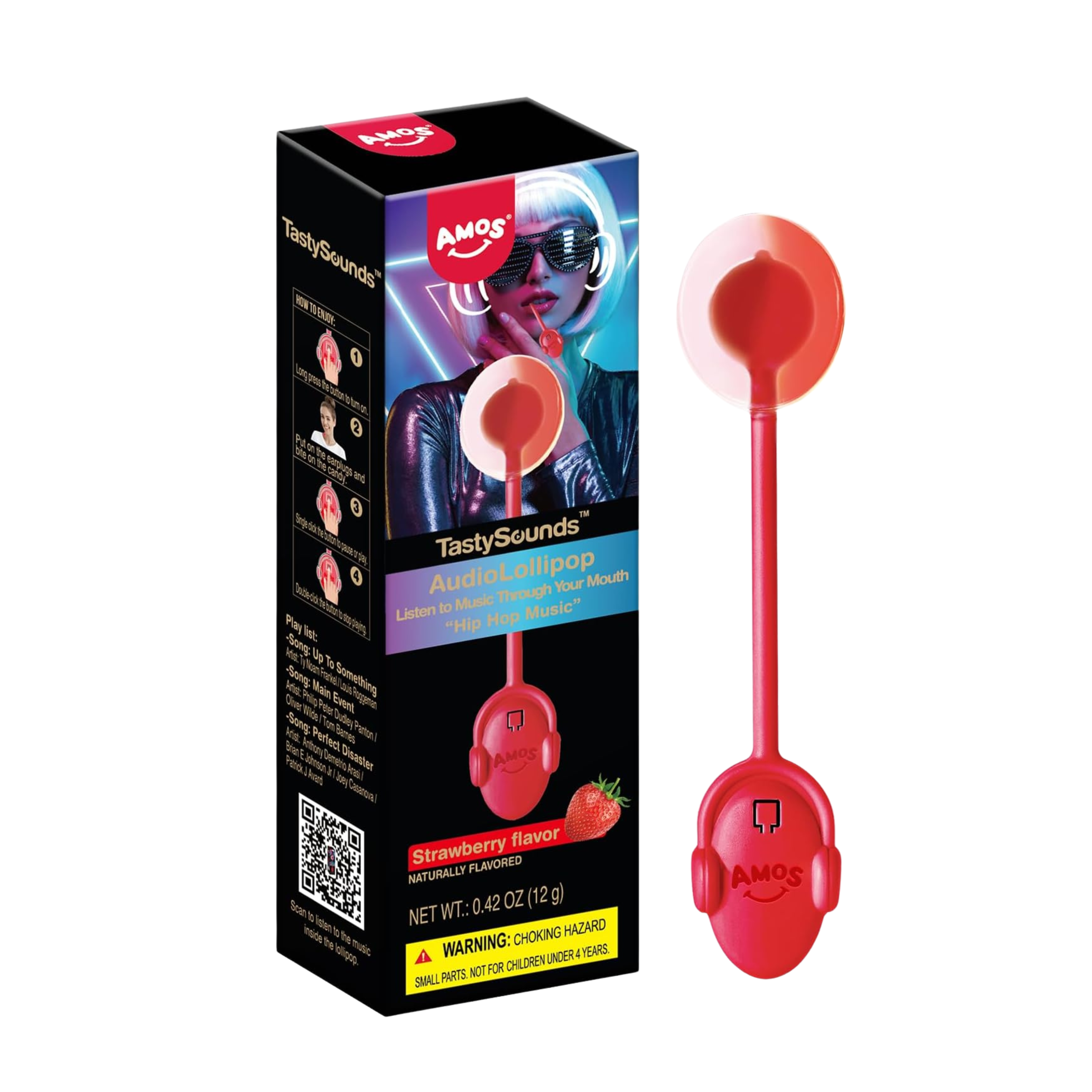 Amos Music Lollipop - Rap music Strawberry Flvr 12g