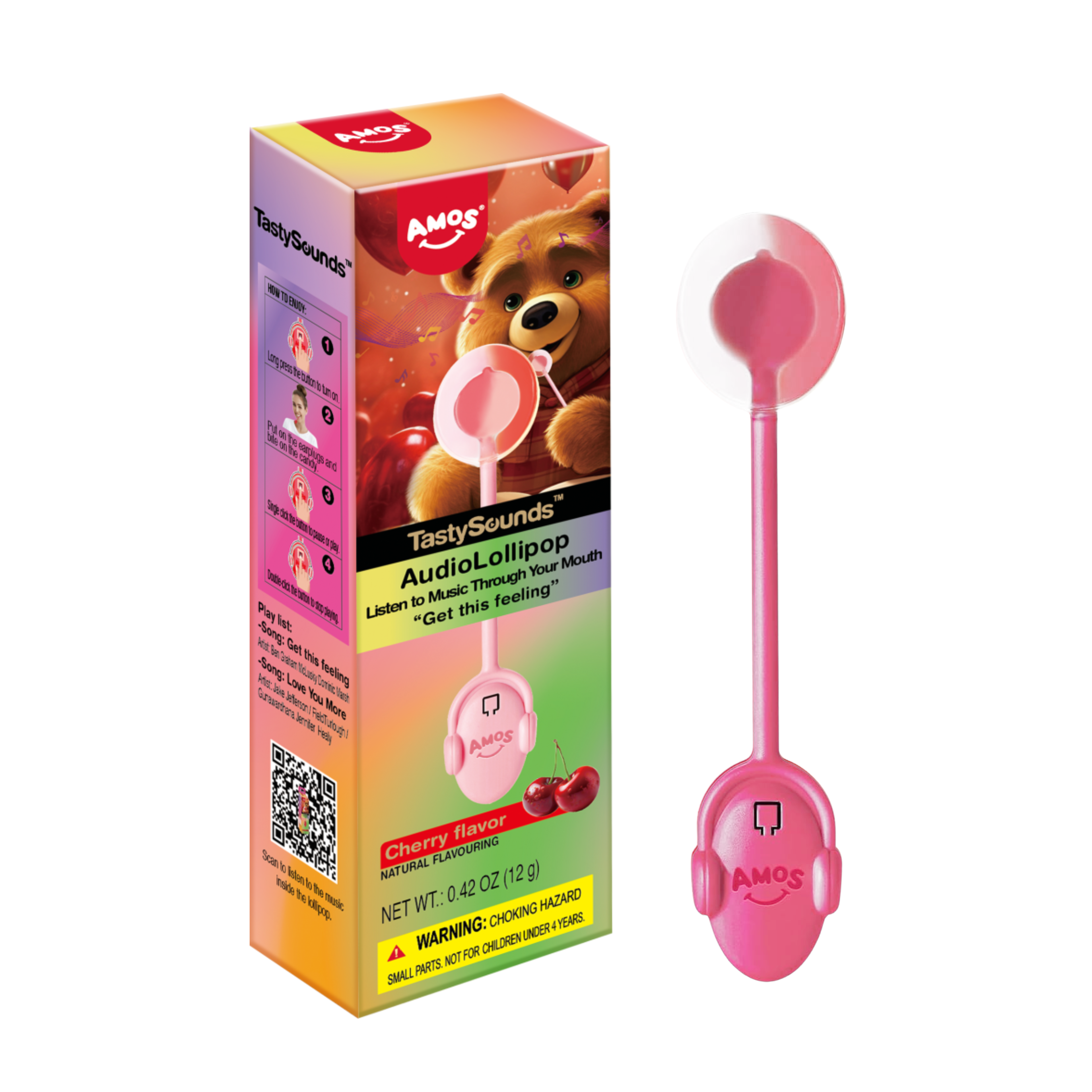 Amos Music Lollipop -Sweet Pop Cherry Flvr 12g
