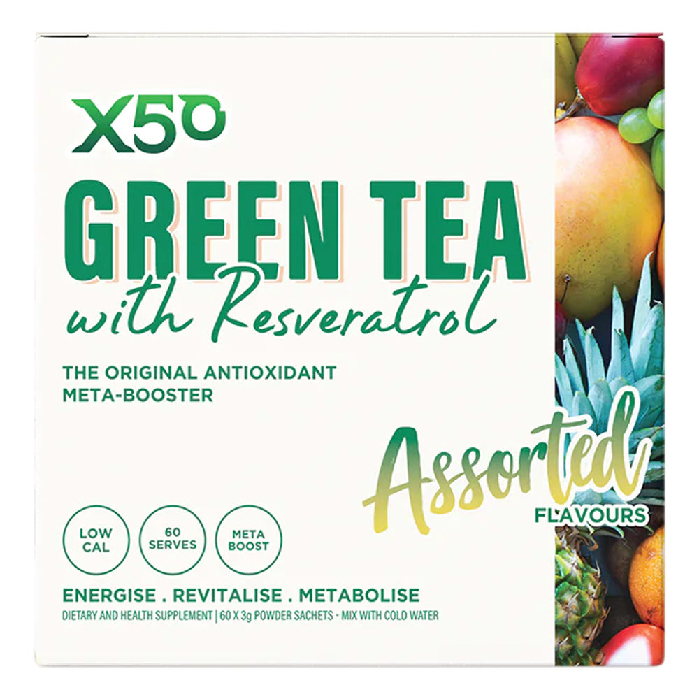 X50 Green Tea Resveratrol Antioxidant Energy Drink Gluten-Free 60 Packs