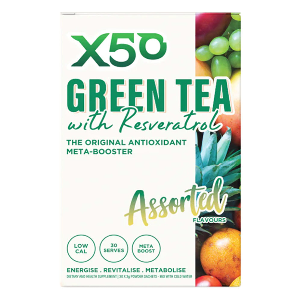 X50 Green Tea Resveratrol Antioxidant Energy Drink Gluten-Free 60 Packs