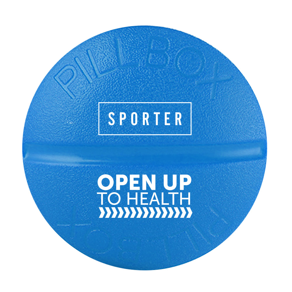 Sporter Round Pill Box - 4 Parts Blue Pill Organizer