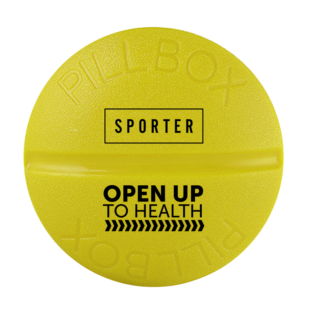 Sporter Round Pill Box - Yellow Pill Organizer 4 Parts