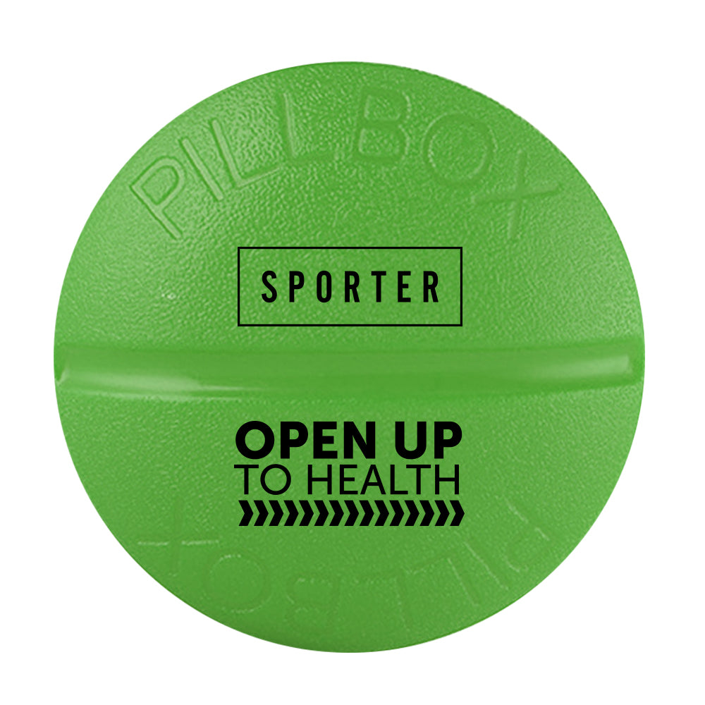Sporter Round Pill Box - 4 Parts - Green Pill Organizer 4 Parts
