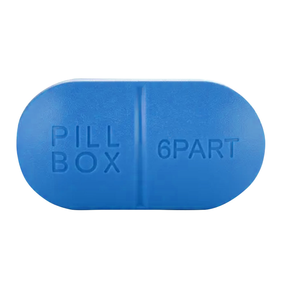 Sporter Oval Pill Box - 6 Parts Blue Pill Organizer