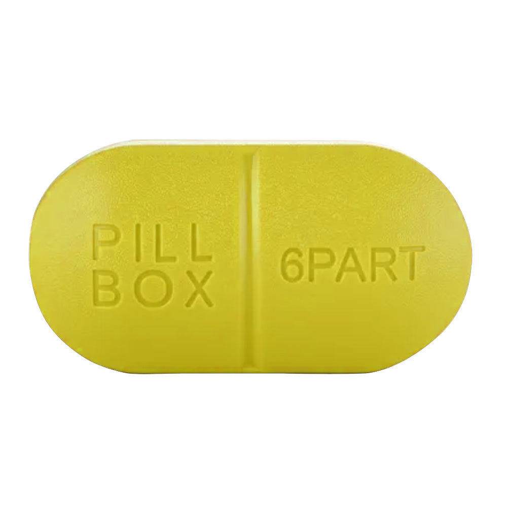 Sporter Oval Pill Box - Yellow Pill Organizer 6 Parts