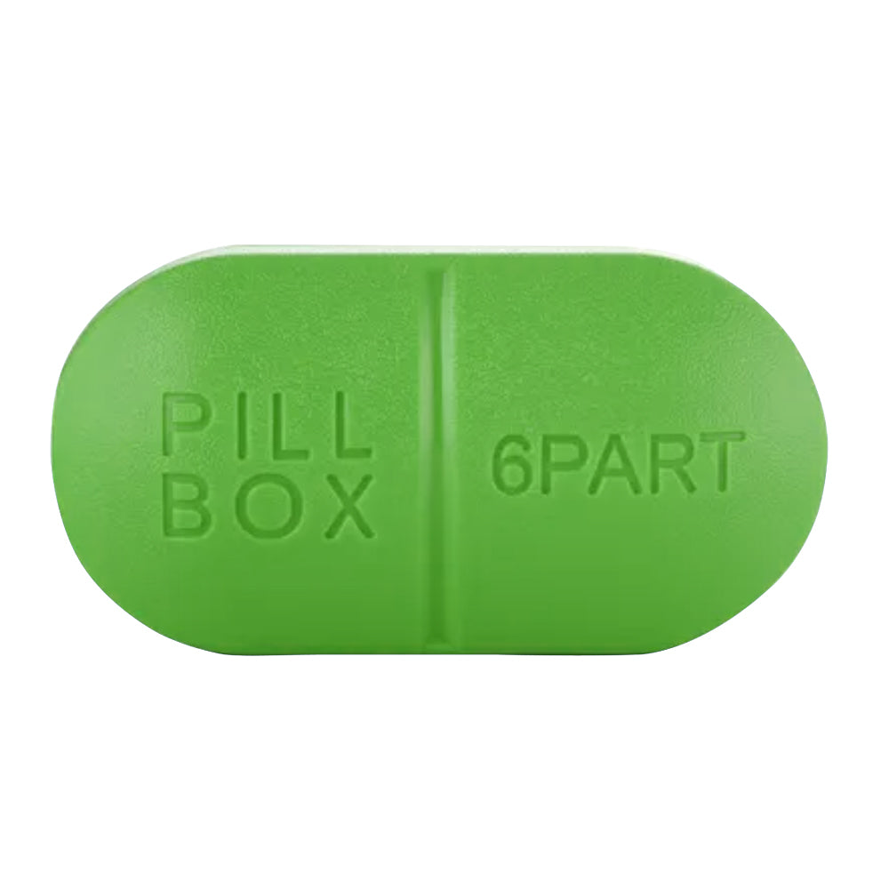 Sporter Oval Pill Box - 6 Parts Green Pill Organizer