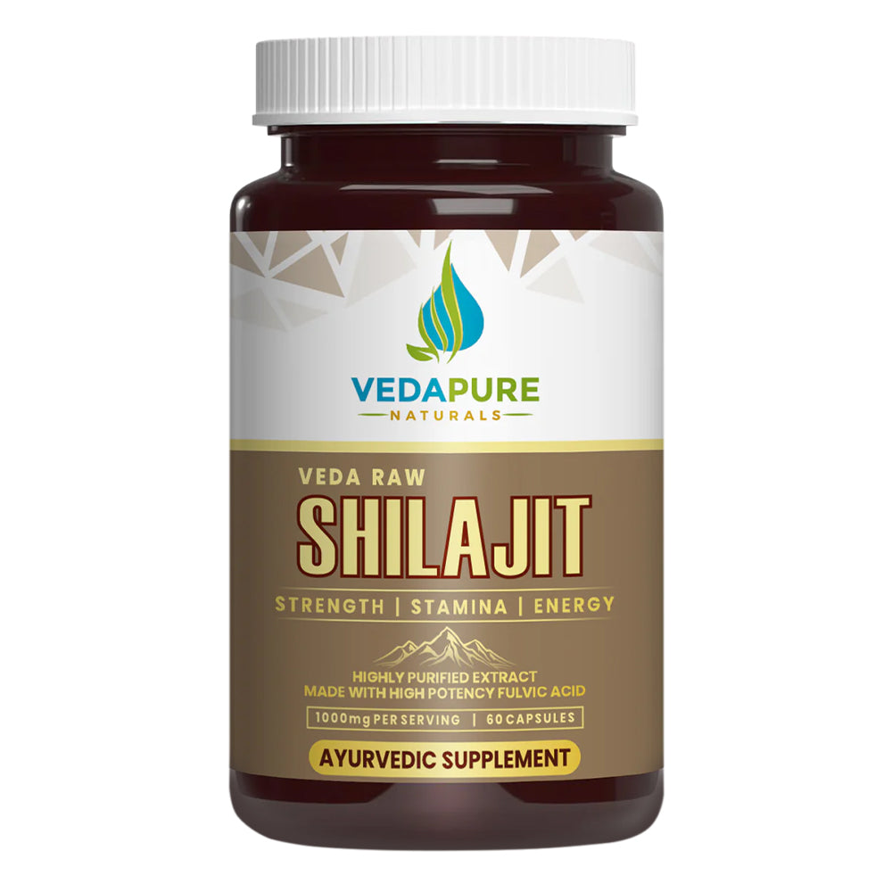 Vedapure Naturals Raw Shilajit for Strength & General Health Vegan Sport Supplements 60 Capsules