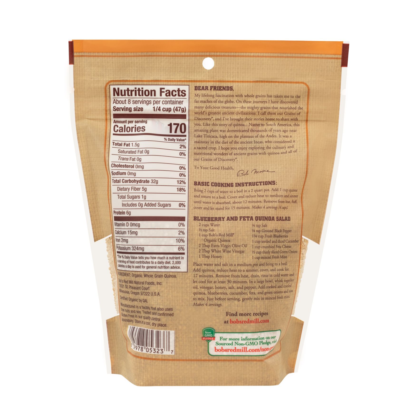 Bob's Red Mill Organic, Gluten Free, White Quinoa Grain 369 gm