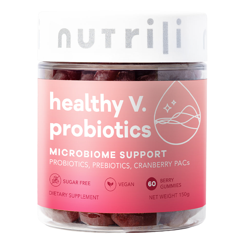 Nutrili Healthy V Vaginal Probiotic Gummies pH Balance Vegan Sugar-Free 60 Gummies
