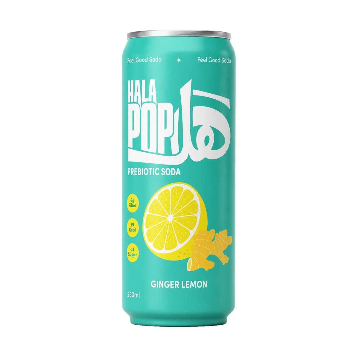 HALAPOP Ginger Lemon Prebiotic Soda 250ml
