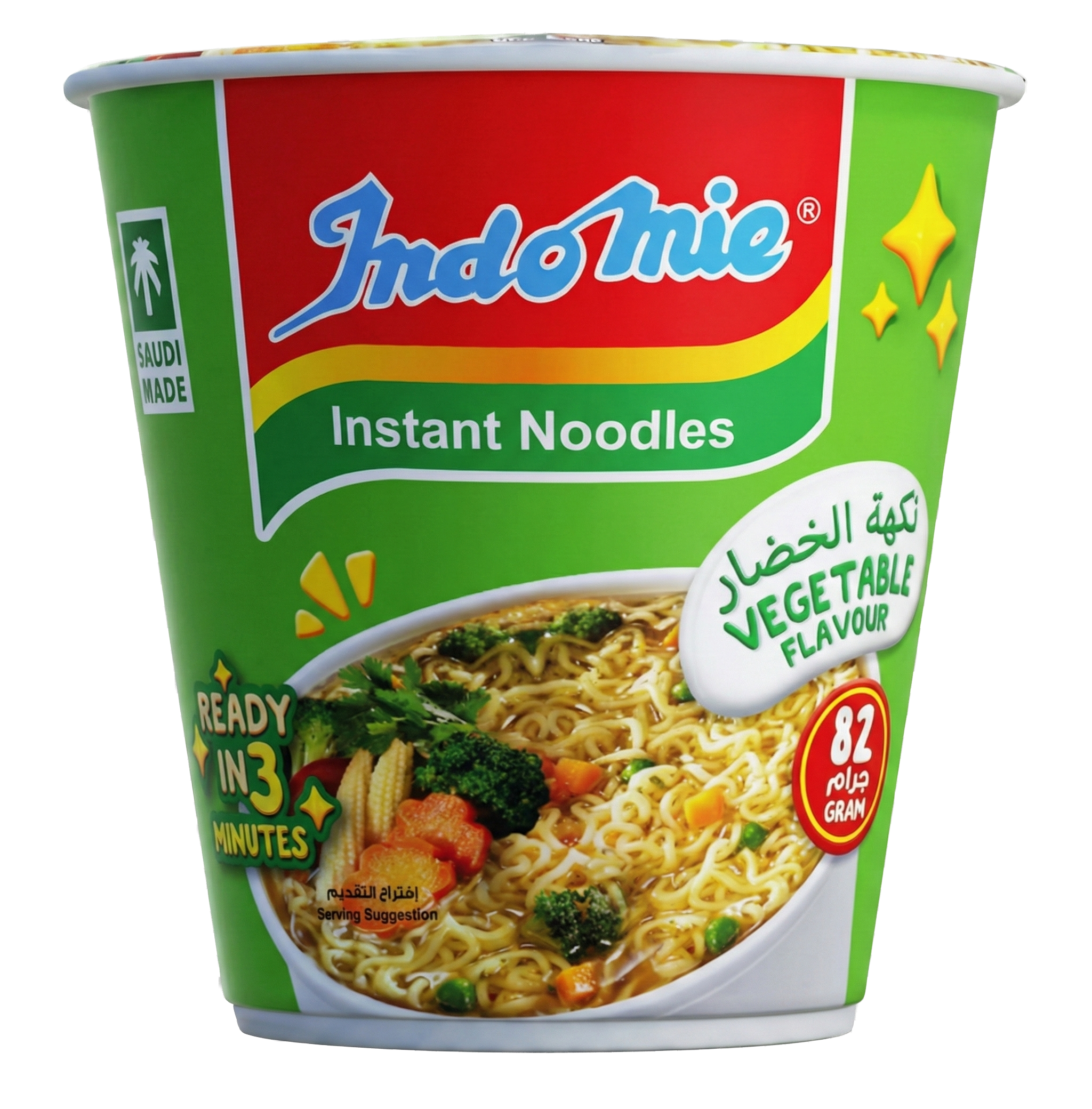 Indomie Instant Noodles, Jumbo Cup Vegetable Flavour with Seasoning Powder and Sauce- 82g