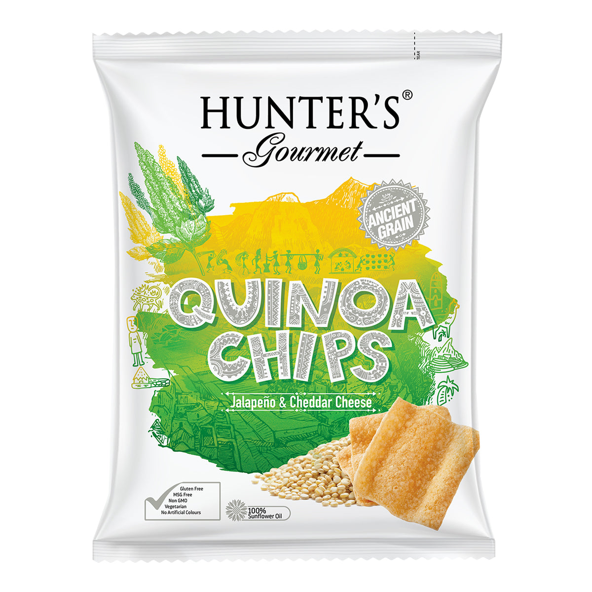 Hunter's Gourmet Quinoa Chips Jalapeno & Cheddar Cheese 75g