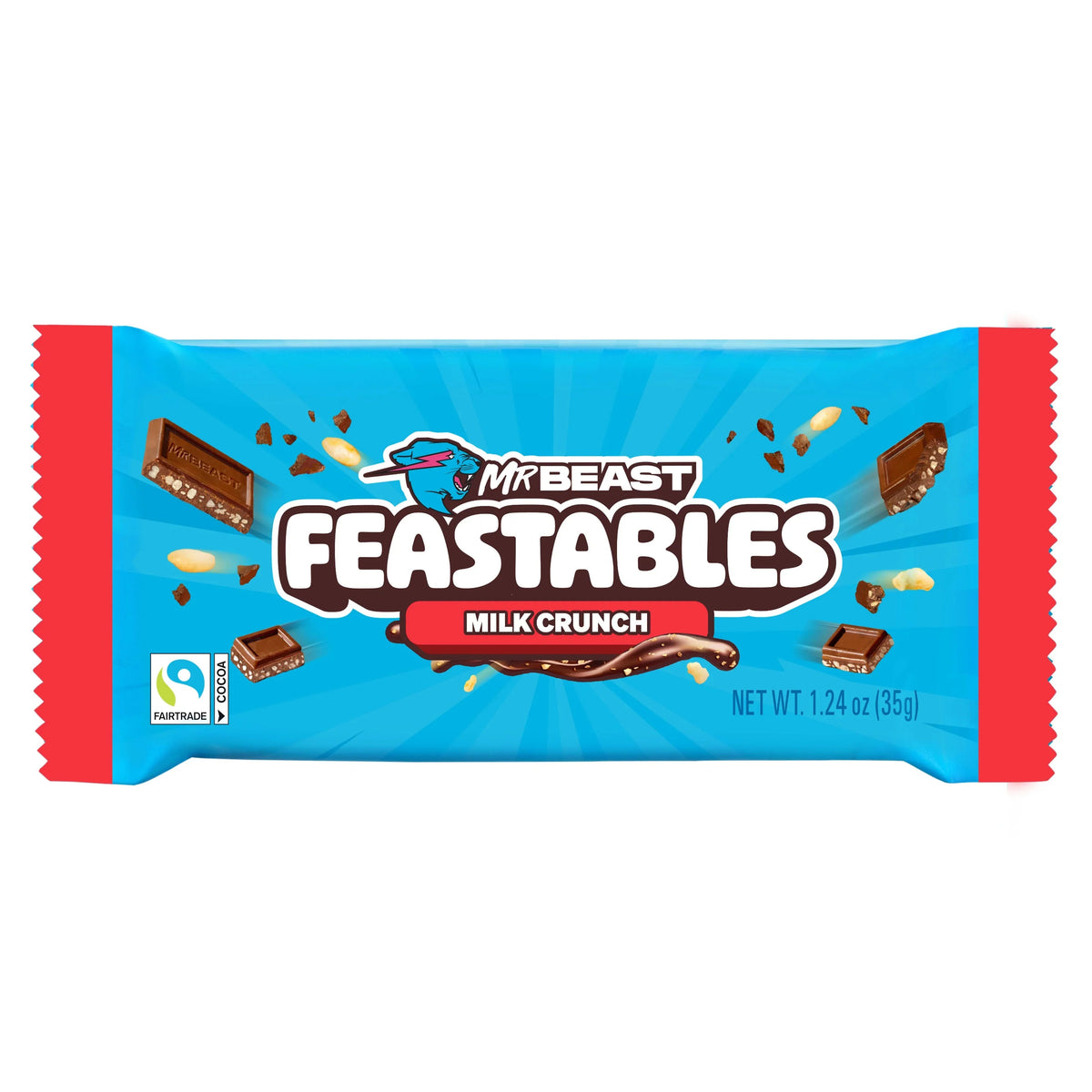 Mr Beast Feastables Milk Chocolate Crunch Bar, Made with Grass-Fed Milk Chocolate and Organic Cocoa - 35gm