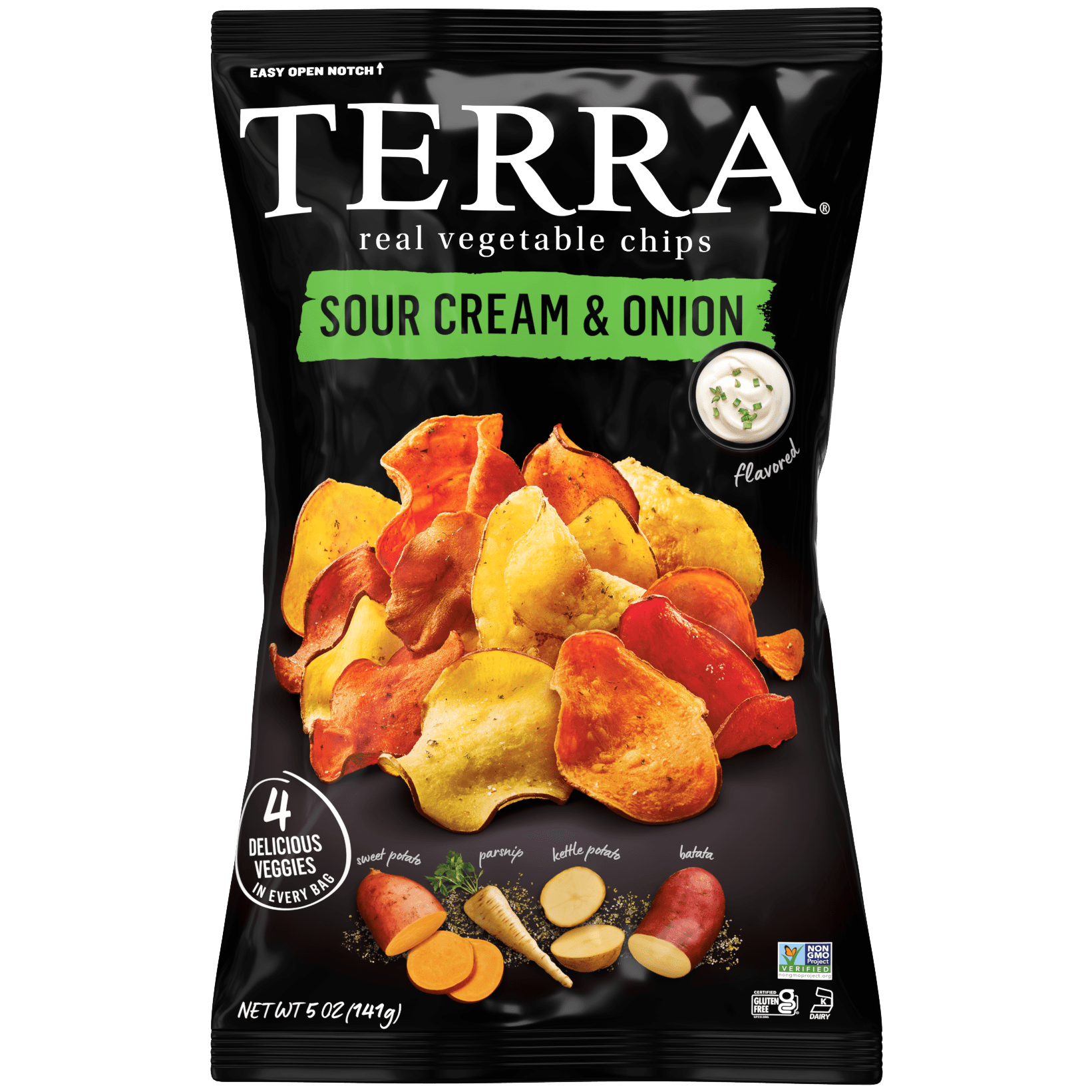 Terra Sour Cream & Onion Real Vegetable Chips 141gm Non GMO, Gluten Free