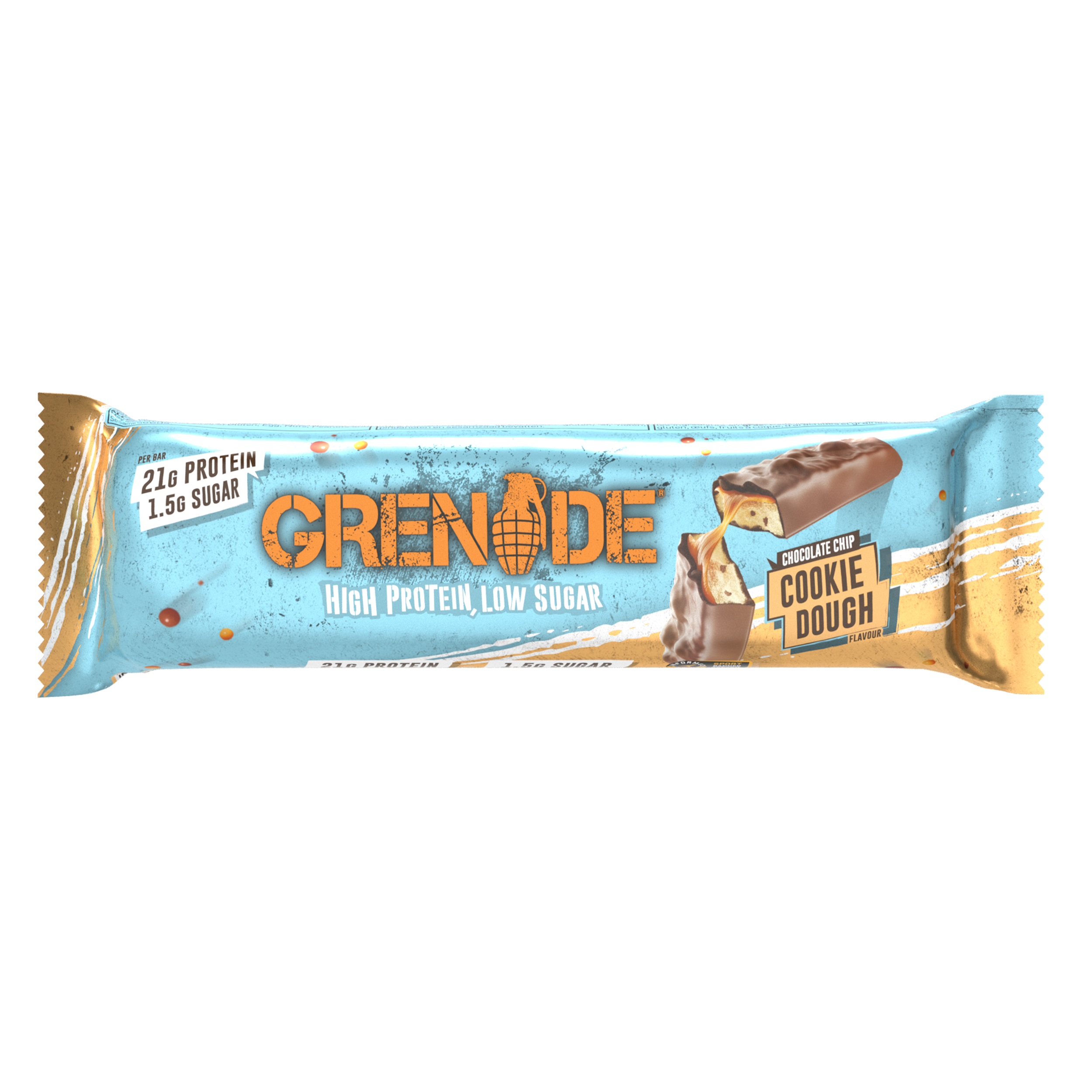 Grenade Chocolate Chip Cookie Dough - High Protein Bar - Low Sugar  60gm