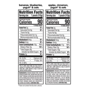 HappyTOT Organics Super Morning Pouch 113g, Apple Cinnamon and Blueberry Banana Variety-12 Pack
