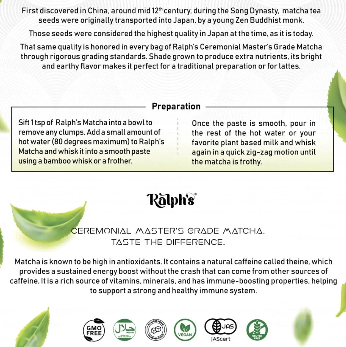 Ralph's Organic Ceremonial Matcha Masters Grade 100g