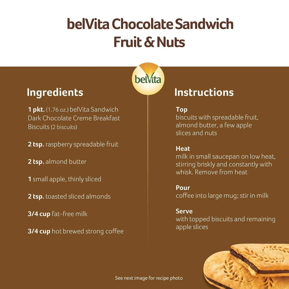 Belvita Sandwich Breakfast Biscuits, Dark Chocolate Creme - 1.25kg 25 Packs