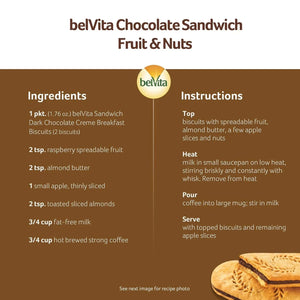 Belvita Sandwich Breakfast Biscuits, Dark Chocolate Creme - 1.25kg 25 Packs
